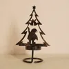 Castiçais de chá luz decorações de natal árvore de metal e suporte de mesa de rena Tealight Centerpiece Display