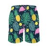 Shorts pour hommes Summer Gym Funny Feuilles de palmier Sports Fitness Ananas Flamingo Citron Imprimé Plage Pantalons courts Amusant Séchage rapide Maillots de bain