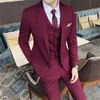 Abiti da uomo Blazer Abito maschile 2023 in tinta unita Slim Casual Blazer Gilet Pantaloni 3 pezzi Set Formale Business Office Wedding 230824