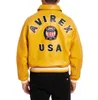 Jaqueta de bombardeiro amarelo vermelho EUA Tamanho Avirex Casual Athletic Gride Sheepskin Leather Flight Secle Jacketstop