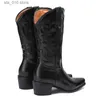 Buty 2023 Mbroider Western Cowboy Boots for Women High Heels Buty Damie Spring Autumn Cowgirl Boots Buty szerokie cielę Black czerwony T230824