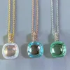 Pendant Necklaces 12.6mm Necklace For Women Crystal Pink Blue Square Candy Style Accessories Party Gift