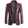 Мужские костюмы бренд Blazers Men Spring Awumn Slim Fit Jackets Fashion Кожаная пиджак