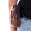 Portefeuilles hommes sac de taille en cuir ceinture boucle multicouche pochette de téléphone portable