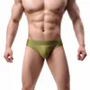 Underpants Men'S Glossy Underwear Briefs Sexy Low Waisted Nylon Breathable Comfort Panties Male