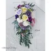 Flores decorativas vintage buquê de gotas de água de noiva simulado vinho vermelho rosa cachoeira acessórios de decoração de casamento