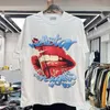 Herr t-shirts bra qaulity överdimensionerade röda läppbrev mode t-shirt män vintage kvinnor t shirt streetwear tee mens kläder