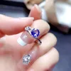 Klusterringar Sterling Silver 925 Natural Tanzanite Cut Good Engagement Ring Ladies Exquisite Luxury Gem Wedding