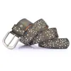 Midjekedjor Bälten Fashion Women's Rivet Punk Rock Style Man Belt för Lady Pu Leather Sequins Metal Buckle Wide Star Bead 230825