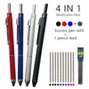 Stylos à bille Stylo multicolore en métal 4 en 1 capteur de gravité stylo à bille 3 couleurs stylo à bille et 1 porte-mine bureau école papeterie Gfit 230825