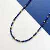 Correntes artesanais pedra natural lapis lazuli contas colar para mulheres verão feriado festa jóias design exclusivo gota