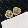 Designer Letter Earrings for Women Heart Pearl Brass Stud Love Luxury Jewelry Engagement Earrings