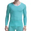 Herrenpullover Herren-Unterhemden Langarm-Eisseide-transparente T-Shirts Transparente ultradünne T-Shirts Fitness-Tops Männliche Nachtwäsche Ondershirts