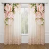 Curtain Spring Wedding Flower Rose Pink Buttlerfly Modern 2 Pieces Thin Window For Living Room Bedroom Home Decor