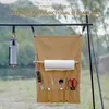 Storage Boxes Portable Camping Tableware Bag Multi Pocket Canvas Towel Rack Outdoor Hiking Cutlery Hanging Organizers Holder