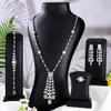 Charm Armband Godki Luxury UAE 4PCS Shell Smycken Set For Women Wedding Necklace Earring Zircon Indian Dubai Bridal Smycken Set 230824
