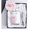 Mugs Creative Cute Piggy Ceramic Mug Cartoon Cup With Lid Spoon Coffee Tea And Students Drinkware Gift