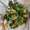 Dekorative Blumen 8 Köpfe Künstliche Seide Pfingstrose Grün Rot Rosa Rose Gefälschte Blume Für Weihnachten Hochzeit Tisch Zimmer Party Bouquet Dekor