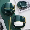 Tazze Nordic Ins Tazza in ceramica retrò con coperchio Tazza per il latte per la casa Set da caffè per tè pomeridiano europeo