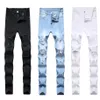 Männer Jeans Mann Weiß Mittlere Hohe Taille Stretch Denim Hosen Zerrissene Dünne Für Männer Jean Casual Mode Pant263N