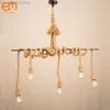 1/2/3/4/5 head vintage hemp rope pendant light retro loft industrial hanging lamp edison bulb lamp home light decoration HKD230825