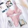 Sexy Letter Rhinestone Lingerie Briefs Set Thongs Girl Push Up Bra Panty 2 Piece For Women Comfort Adjustable Underwear Sets Pink Bras X1122