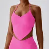 Kvinnors tankar Camis Kvinnor Crop Top Backless Sexy Lycra Gym Yoga för sommarsportkläder Pink Lime Green Haut Femme Deportivos Mujer