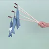 Plush Blue Whale Cat Wand Toys With Bell Kitten Fishes Teaser Sticks Chew Interactive Wood Fishing Rod Plush Pet Plaything Present Idéer