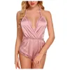 Sexy conjunto pornô profundo decote em v bodysuit sexy feminino cetim seda renda roupa interior sexy lingerie moda sleepwear trajes eróticos mujer sexo teddy 230825