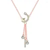 Chaînes Collier Femme S925 Argent Sterling Plaqué Or Rose Étoile Lune Gland Clavicule Chaîne Gracieuse Influenceur En Ligne Couleur De La Mode