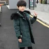 ダウンコート冬の新しい子供の綿服ビッグチルドレンズロングファッションウォームボーイズズコットンカラーキッズウィンタージャケットx0825