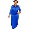 Vêtements ethniques Automne Robes africaines pour femmes Élégantes manches 3/4 Rouge Bleu Blanc Gland Longue Robe Maxi Dashiki Vêtements