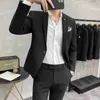 Męskie garnitury Blazers Męska kurtka marynarz z spodniego formalne Slim Fit Prace biznesowe Wedding Scena Tuxedo Men Men Sukiet Social Suit 2 sztuki 230824