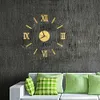 Bricolage horloges murales 3D effet miroir Horloge acrylique autocollant mural Art salon décor à la maison Design moderne Horloge Quartz aiguille montre HKD230825 HKD230825