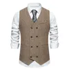 Gilet da uomo Gilet da uomo vintage doppiopetto Gilet slim fit senza maniche in misto lana Gilet da uomo Business Wedding Prom Chalecos