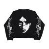 Women's Sweaters Fashion Portrait Harajuku Y2K Rock Punk Knitted Long Sleeve Warm Keeping Top Dress Men's Pattern Design Beauty