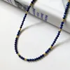 Correntes artesanais pedra natural lapis lazuli contas colar para mulheres verão feriado festa jóias design exclusivo gota