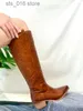 Buty kowbojki cowgirls zachodnie buty jesienne zimowe białe kolano wysokie buty kobiety duże rozmiary 41 wygodne spacery w stosy obcasowe buty T230824