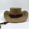 Berets couro homens mulheres preto ocidental cowboy chapéu aba larga ao ar livre sombrero hombre cowgirl