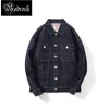 Herrjackor mbbcar kamouflage blixt trycker herr råa denim jacka mörkblå retro lapel drop axel lös en tvättad denimjacka 3048 230824