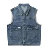 Men's Vests Denim Vest Loose Large Pocket Spring And Autumn Sleeveless Jean Jacket Casual Waistcoat