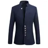 Men's Suits 2023 Mannen Blazers Solid Color Long Sleeve Stand Collar Cotton Single-breasted Casual Business Ropa Hombre Plus Size M-5XL