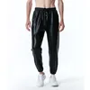 Herrbyxor herr glänsande silver metalliska jogger svettbyxor hiphop våt utseende byxor män klubbfestfestival prom streetwear pantalones hombre 230824