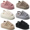 2023 Hem Plush Cotton Slippers Women White Black Grey Khaki Beige Elastic Band Casual Color6