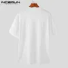 Homens camisetas Incerun Homens Impressão Camisa Verão 2023 Redondo Pescoço Manga Curta Streetwear Casual Masculino Tee Tops Soltos Estilo Coreano Roupas