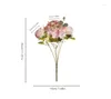 Fiori decorativi Artificiali Retro Bouquet di rose di seta Ortensia Peonia Sposa vintage con fiori finti Decorazione del giardino di nozze per la casa