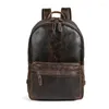 Sac à dos Qualité Véritable Cuir Design Hommes Femmes Voyage Casual Daypack Mode Knapsack College School Student Laptop Bag Unisexe