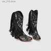 Cowboy for Cowgirls Women Fringe Bling Western Boots Slip on Med Calf Buty Summer Autumn Vintage Retro Brown Casual T230824 D59D9