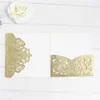 Greeting Cards Luxury Gold Wedding Invitation Set With RSVP Envelop Belly Band TriFold Pocket Invite Supply Free Ship 230824