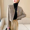 Mélanges de laine pour femmes Lucyever kaki court femmes veste automne angleterre Style Simple Tweed manteau femme coréen Chic simple boutonnage col rond vêtements d'extérieur 230824